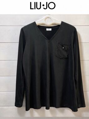 LIU JO Black V-Neck Long Sleeve Top – Size L